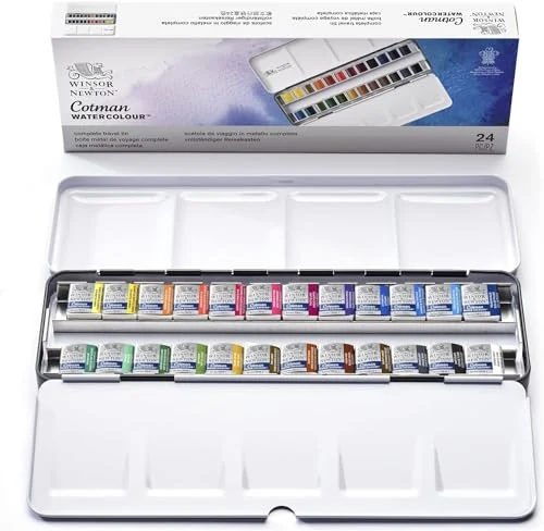 Winsor & Newton Cotman — 24 demi-godets, boîte métal — visuel de la référence