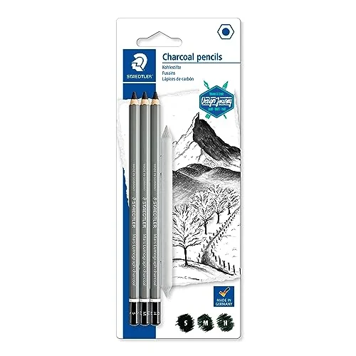 Staedtler — 3 crayons fusain avec estompe — visuel de la référence