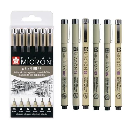 Sakura Pigma Micron — assortiment de 6 stylos noirs — visuel de la référence