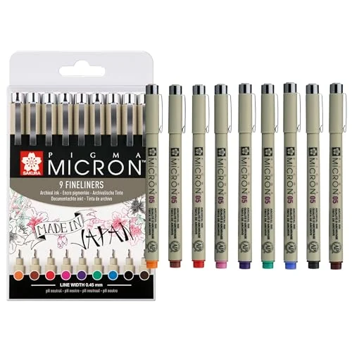 Sakura Pigma Micron 05 — 9 couleurs — visuel de la référence