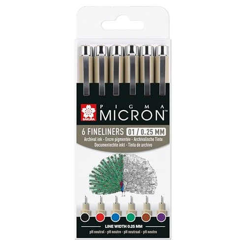 Sakura Pigma Micron 01 — 6 couleurs — visuel de la référence