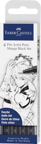 Faber-Castell Pitt Artist Pen Manga — 4 stylos noirs — visuel de la référence